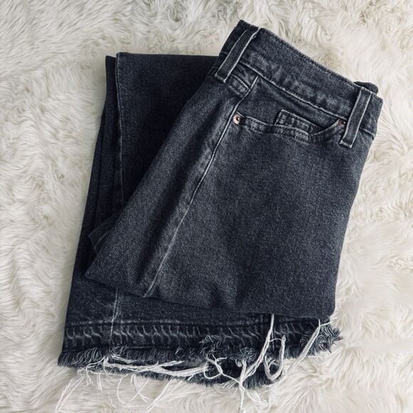 Levi Strauss Denim Maxi Skirt 2 (27x35) Stonewash Black Split Raw Hem Womens - Picture 7 of 8